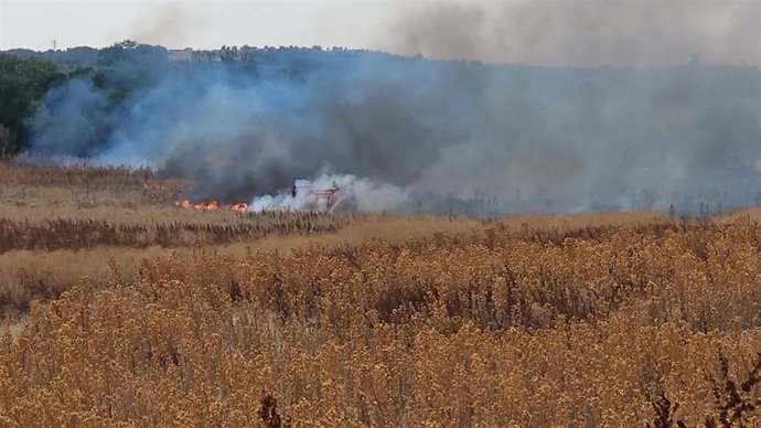Incendio en Santovenia de Pisuerga (Valladolid).