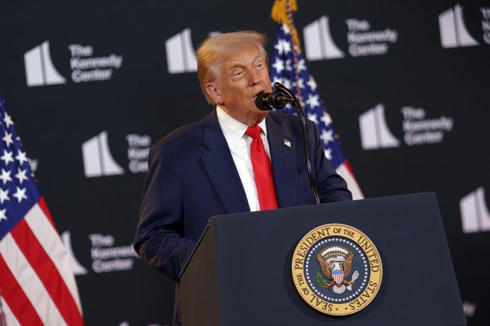 August 13, 2025, Washington, District Of Columbia, USA: United States President Donald J Trump makes remarks at an event at the John F. Kennedy Center for the Performing Arts, Washington, DC, USA, 13 August 2025. President Trump unveiled the 48th annual K
