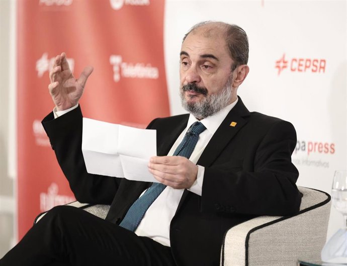 Archivo - El presidente del Gobierno de Aragón, Francisco Javier Lambán, interviene en un desayuno informativo de Europa Press, en el Hotel Rosewood Villa Magna, a 19 de abril de 2022, en Madrid (España).