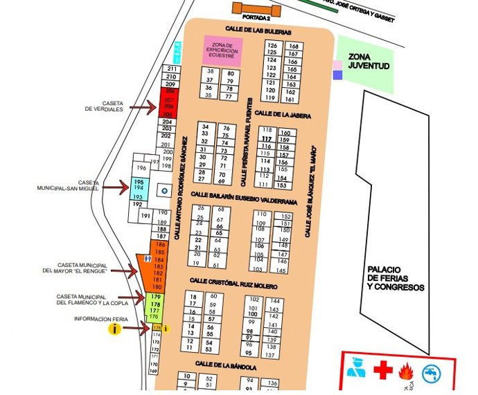 Plano oficial de la Feria de Málaga 2025.
