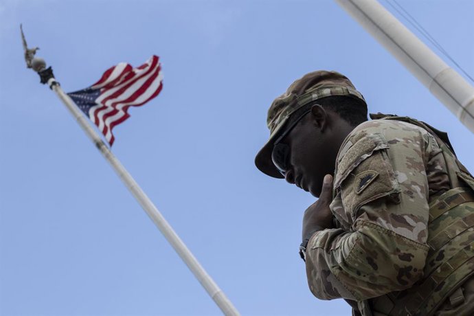 August 15, 2025, Washington, District Of Columbia, United States: A member of the National Guard stands near Union Station on August 15, 2025 in Washington, D.C., following President Donald Trumpâ€s deployment of federal forces and takeover of the cityâ€s
