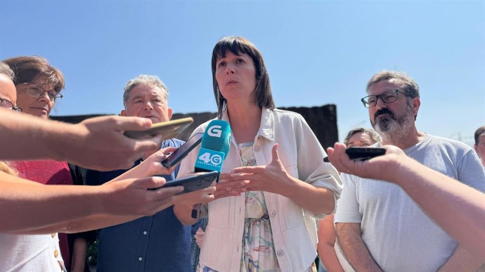 La portavoz nacional del BNG, Ana Pontón, en declaraciones a los medios, a 17 de agosto de 2025.