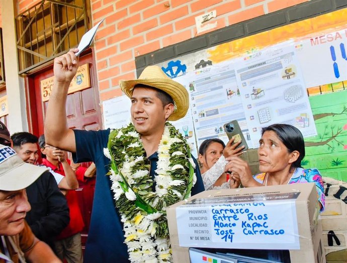 El candidato presidencial boliviano Andrónico Rodríguez