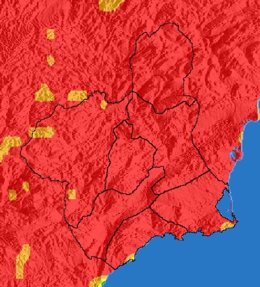 El nivel de riesgo de incendio forestal para este lunes es extremo en toda la Región de Murcia