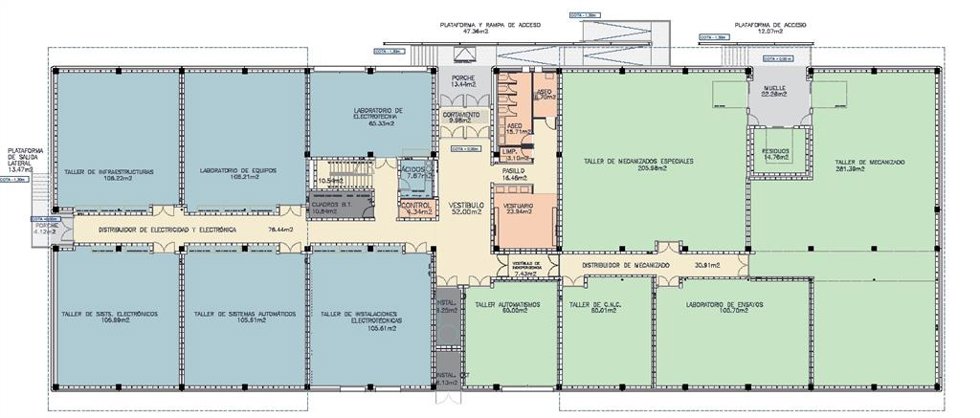 Plano del nuevo edificio de talleres de formación profesional en el IES 'Juan Bosco' de Alcázar de San Juan.