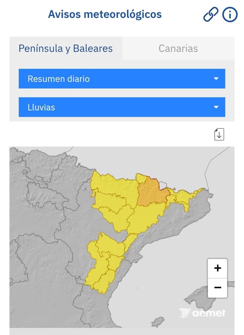 Avisos amarillos y naranjas por lluvias intensas este lunes, 18 de agosto.