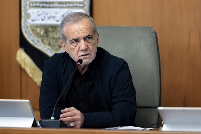 August 13, 2025, Tehran, Tehran, Iran, Islamic Republic of: Iranian President Masoud Pezeshkian chairs a cabinet meeting in Tehran, Iran, on August 13, 2025