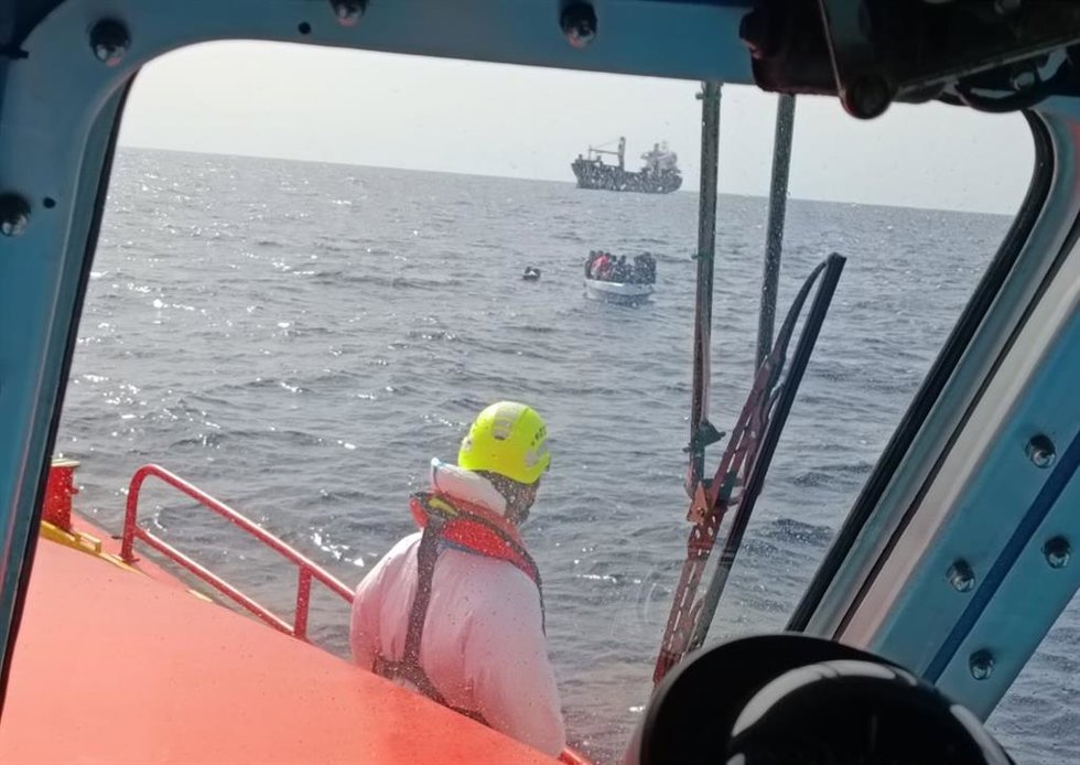 Archivo - Rescate de una patera con 17 ocupantes a unas 40 millas de Cabo de Gata (Almería).