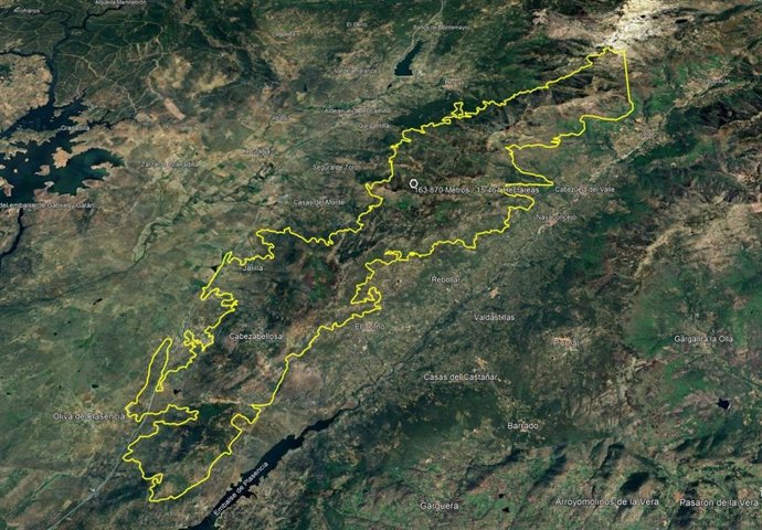 Perímetro del incendio de Jarilla.