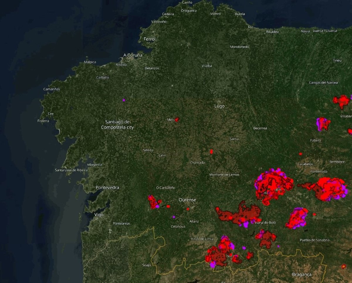 Copernicus eleva a más de 125.000 las hectáreas calcinadas en Galicia durante agosto