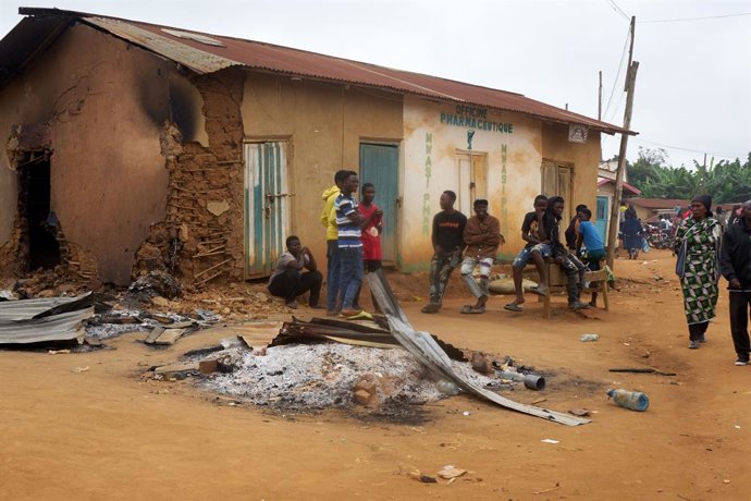 OICHA, Aug. 18, 2025  -- This photo taken on Aug. 17, 2025 shows the debris at the town of Oicha in Beni territory of North Kivu Province, the Democratic Republic of the Congo (DRC). At least nine people were killed overnight from Saturday to Sunday in th