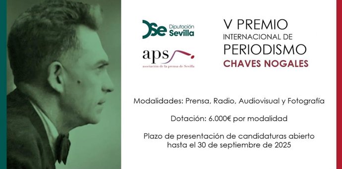 Cartel del V Premio Internacional de Periodismo 'Manuel Chaves Nogales'.