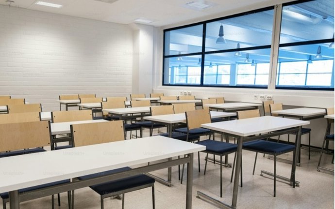 Aula en un centro escolar de Cantabria