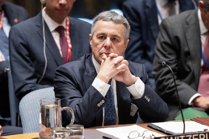 Archivo - September 24, 2024, New York, New York, United States: Ignazio Cassis, Federal Councillor and Head of the Federal Department of Foreign Affairs of Switzerland attends the Security Council meeting on Ukraine at UN Headquarters in New York on Sept