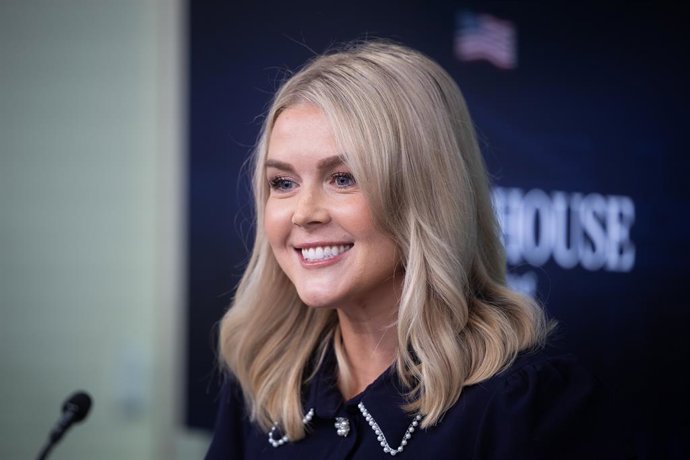 August 12, 2025, Washington, District Of Columbia, USA: White House Press Secretary Karoline Leavitt holds a press briefing in in the James S Brady Press Briefing Room of the White House in Washington, DC, USA, on  August 12, 2025