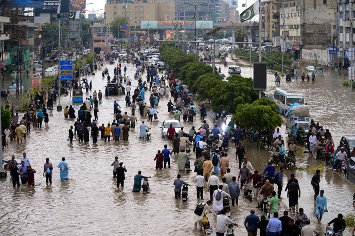 Imagen de archivo de las inundaciones en Karachi.