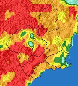 El nivel de riesgo de incendio forestal para este miércoles es extremo o muy alto en la mayor parte de la Región
