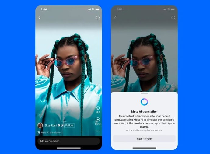 Doblaje de reels en Facebook e Instagram con Meta AI