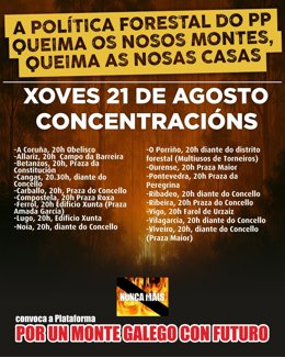 Concentraciones el jueves 21 de agosto contra la política forestal del PP.