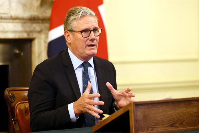 13 August 2025, United Kingdom, London: United Kingdom Prime Minister Keir Starmer co-chairs a virtual meeting with pro-Ukraine allies from Downing Street. The meeting follows a call with US President Donald Trump and European leader about ending the war 