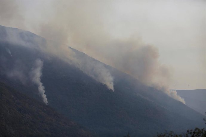 Imagen de uno de los incendios en la provincia de León.