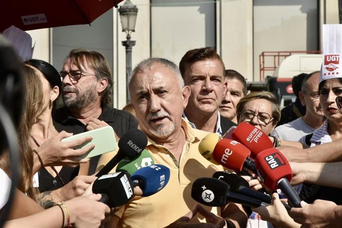 El secretario general de UGT, Pepe Álvarez, este jueves en Barcelona