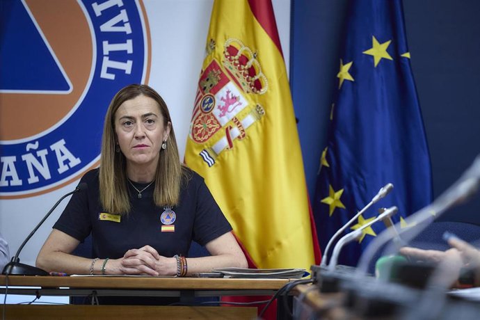 La directora general de Protección Civil, Virginia Barcones, informa sobre el desarrollo de la reunión del Comité Estatal de Coordinación (CECOD), a 20 de agosto de 2025, en Madrid (España).