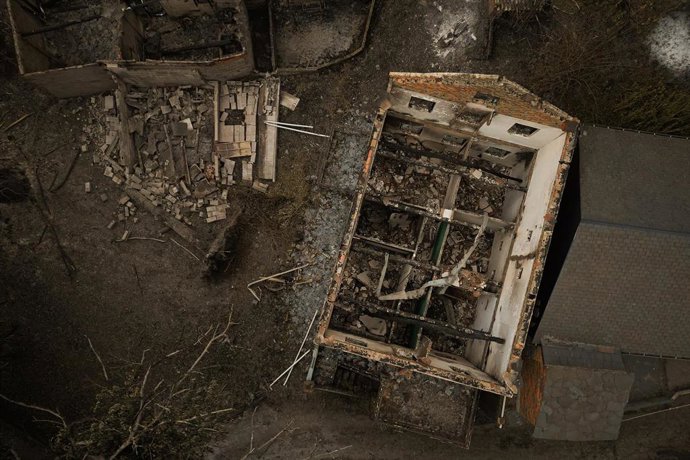 Vista aérea tras el incendio en San Vicente de Arriba, Ourense