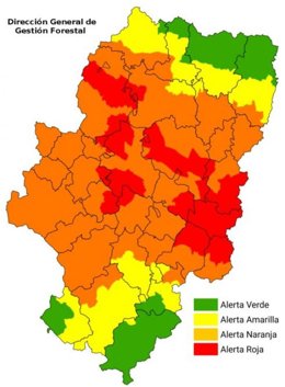 Mapa de riesgo de incendios forestales para el 21 de agosto de 2025.