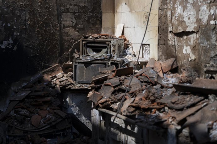 Una vivienda de Castrocalbón, destruida por los incendios