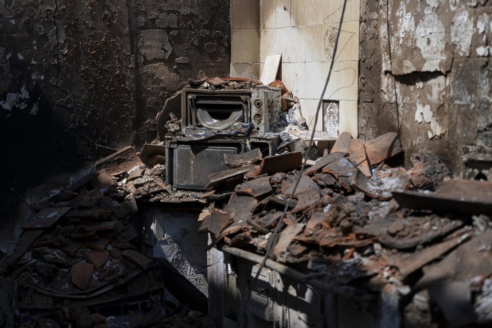 Una vivienda de Castrocalbón, destruida por los incendios