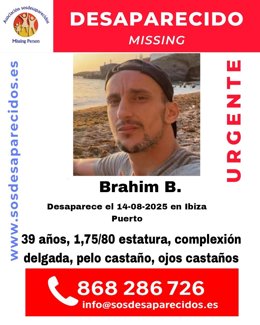 Cartel con los datos del hombre desaparecido.