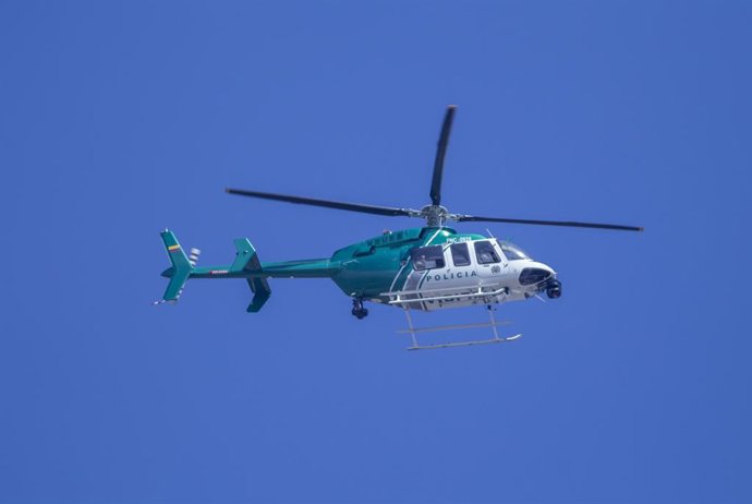 Archivo - October 10, 2019: Police helicopter flying over in the pedagogical university