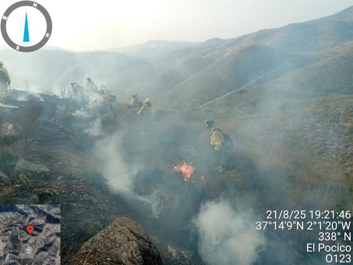 Bomberos forestales actuando en Lubrín (Almería).
