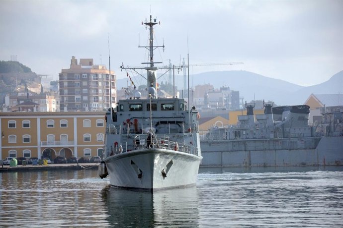 Archivo - Imagen del buque, el cazaminas 'Turia' en el Puerto de Cartagena