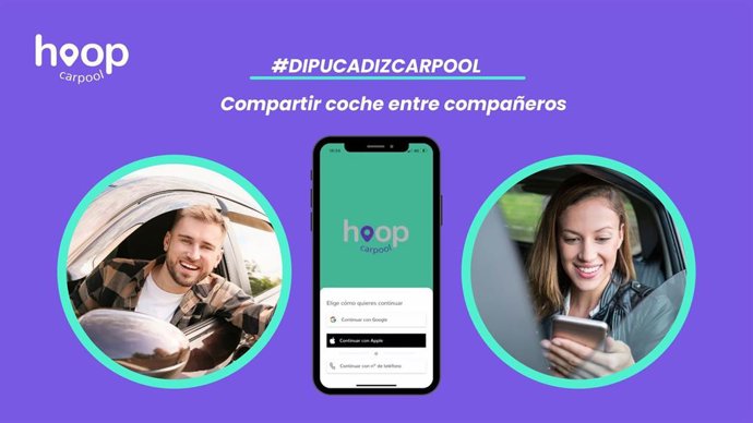 Vista de la plataforma para compartir coche entre empleados de la Diputación de Cádiz