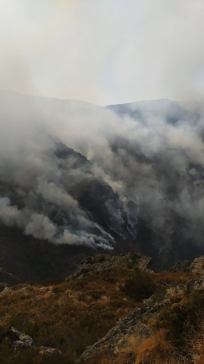 Incendio en Casaio (Carballeda de Valdeorras, Ourense), a 22 de agosto de 2025.