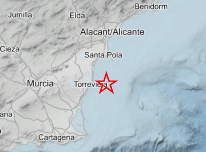 Registrado un seísmo de magnitud 2,1 en la costa de Torrevieja (Alicante)