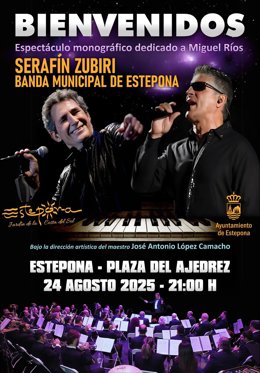 Cartel del concierto de Serafín Zubiri y la banda municipal de Estepona.