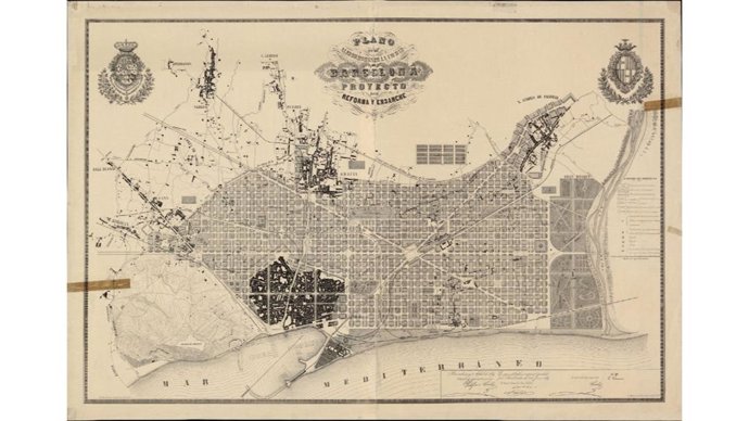 Un plànol de la ciutat de Barcelona l'any 1861