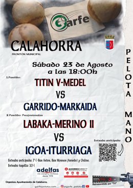 Doble cita con la pelota mano el 23 de agosto en Calahorra