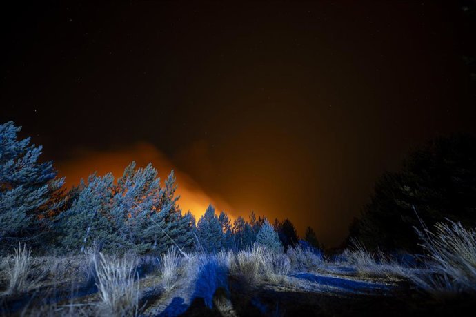 Vista del fuego, a 22 de agosto de 2025, en Argayo, León, Castilla y León (España)