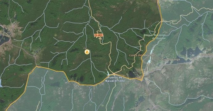 Cerca de una veintena de medios trabaja en un incendio en el Parque Nacional de Guadarrama en Segovia