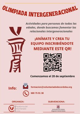 Cartel de las I Olimpiadas Intergeneracionales de Córdoba.