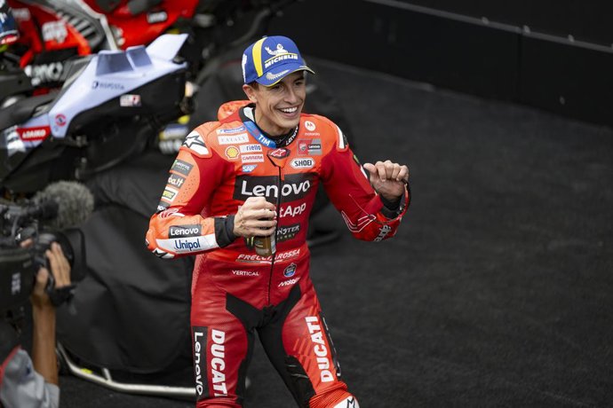MARQUEZ Marc (spa), Ducati Lenovo Team, Ducati Desmosedici GP25, portrait, celebrating his win during the 2025 MotoGP Bwin Grand Prix of Austria, on the Red Bull Ring, from August 15 to 17, 2025 in Austria, Spielberg - Photo Studio Milagro / DPPI