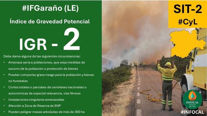 La Junta declara dos incendios forestales de gravedad 2 en Molinaseca y Garaño (León)