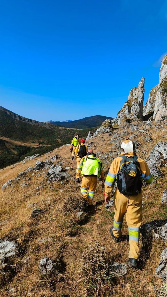 Imagen del operativo de los bomberos forestales de Cantabria