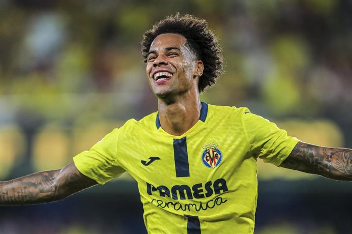 Tajon Buchanan of Villarreal CF celebrates a goal during the Spanish league, LaLiga EA Sports, football match played between Villarreal CF and Girona FC at La Ceramica stadium on August 24, 2025, in Villarreal, Spain.