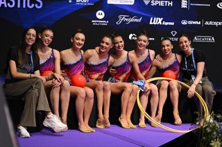 Archivo - Team Spain balls and hoops during the 2025 Rhythmic Gymnastics European Championships on 7 June 2025 at Unibet Arena in Tallinn, Estonia - Photo Filippo Tomasi / LiveMedia / DPPI