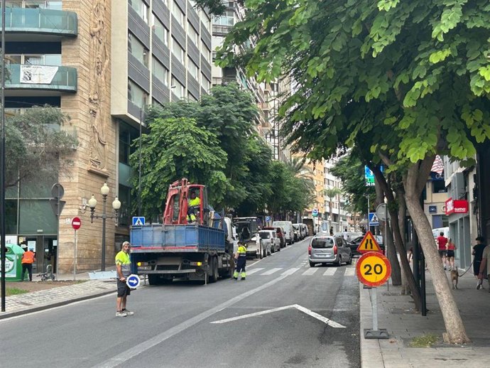 Obras en la Rambla de Alicante